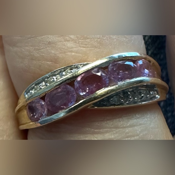 14k Pink Sapphire and Diamond Ring - Picture 4 of 5